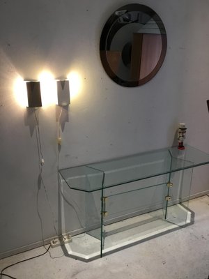 Glass Side Table or TV Table by Leon Rosen, 1980s-SU-1030560