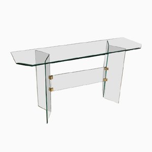 Glass Side Table or TV Table by Leon Rosen, 1980s-SU-1030560