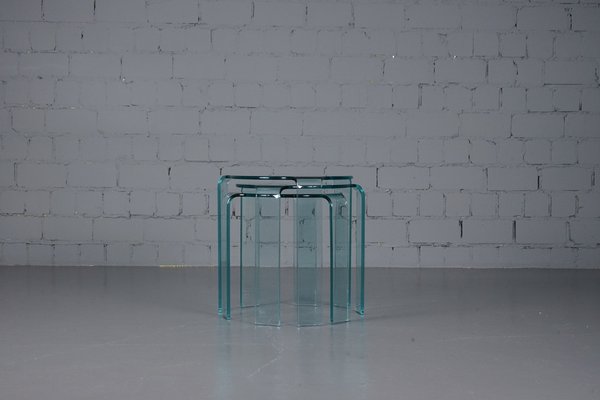 Glass Side Tables in the style of Alvar Aalto for Fiam, Italy, Set of 3-XNJ-1785609