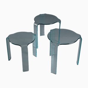 Glass Side Tables in the style of Alvar Aalto for Fiam, Italy, Set of 3-XNJ-1785609