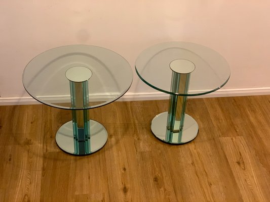 Glass Side Tables with Mirroring Glass by Luigi Massoni for Gallotti & Radice, Set of 2-JAG-1180668