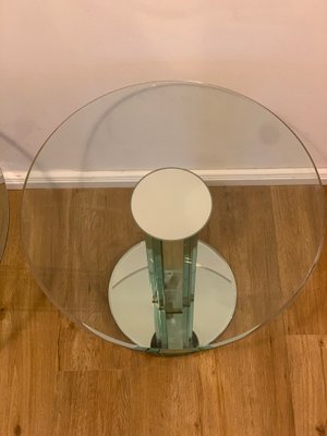 Glass Side Tables with Mirroring Glass by Luigi Massoni for Gallotti & Radice, Set of 2-JAG-1180668