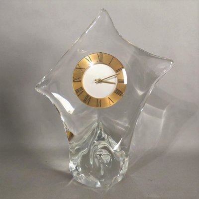 Glass Table Clock from Cristallerie Schneider, 1950s-WK-848433