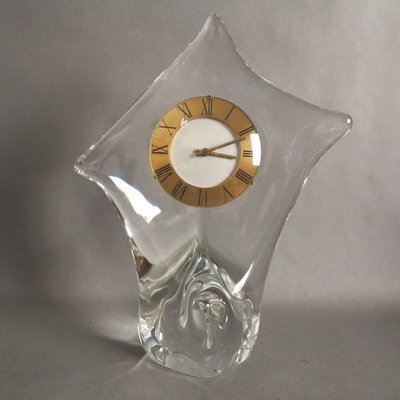 Glass Table Clock from Cristallerie Schneider, 1950s-WK-848433