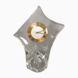 Glass Table Clock from Cristallerie Schneider, 1950s-WK-848433