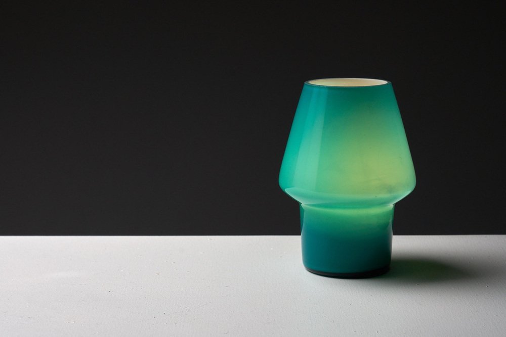 Glass Table Lamp attributed to Uno and Östen Kristiansson for Luxus Vittsjö, Sweden, 1970s