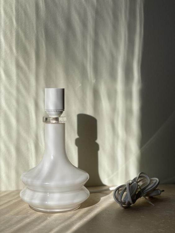 Glass Table Lamp in White by Gert Nyström for Fagerhult, 1960s