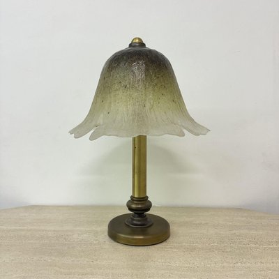 Glass Table Lamp with Brass Base from Peill & Putzler, 1970s-BGP-2018767