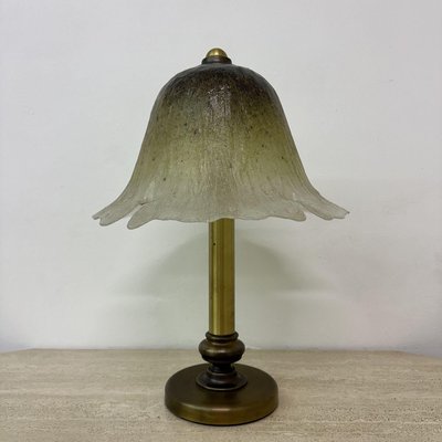 Glass Table Lamp with Brass Base from Peill & Putzler, 1970s-BGP-2018767