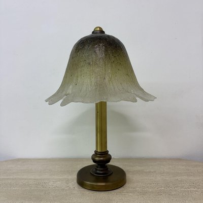 Glass Table Lamp with Brass Base from Peill & Putzler, 1970s-BGP-2018767