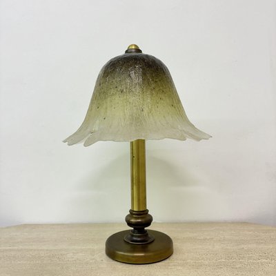 Glass Table Lamp with Brass Base from Peill & Putzler, 1970s-BGP-2018767