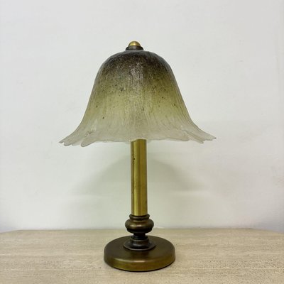 Glass Table Lamp with Brass Base from Peill & Putzler, 1970s-BGP-2018767