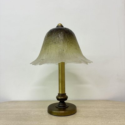 Glass Table Lamp with Brass Base from Peill & Putzler, 1970s-BGP-2018767