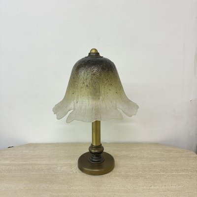 Glass Table Lamp with Brass Base from Peill & Putzler, 1970s-BGP-2018767