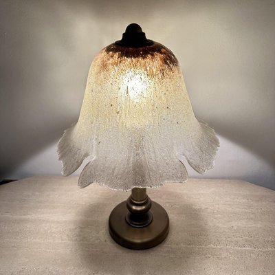 Glass Table Lamp with Brass Base from Peill & Putzler, 1970s-BGP-2018767