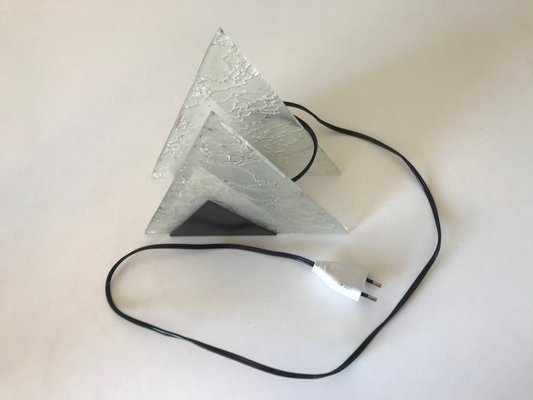 Glass Triangular Table Lamp, 1960s-NER-592652