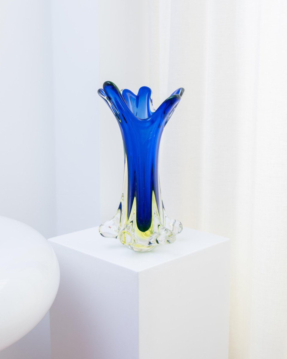 Glass Vase by Fratelli Toso for MCM, Italy, 1970s