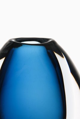 Glass Vase in Dark Blue attributed to Vicke Lindstrand, 1960s-SC-1772820