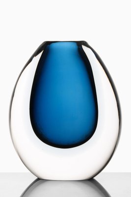 Glass Vase in Dark Blue attributed to Vicke Lindstrand, 1960s-SC-1772820