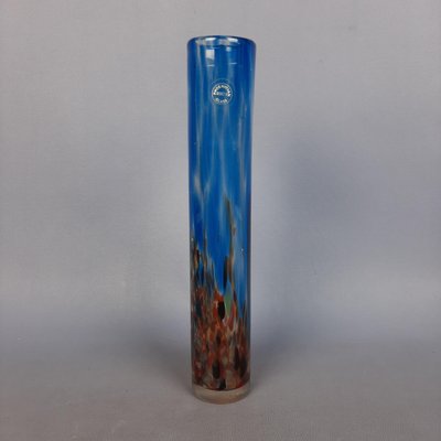 Glass Vase with Malta Blue with Red Shades from Phoenician, 1960s-PWG-2033837