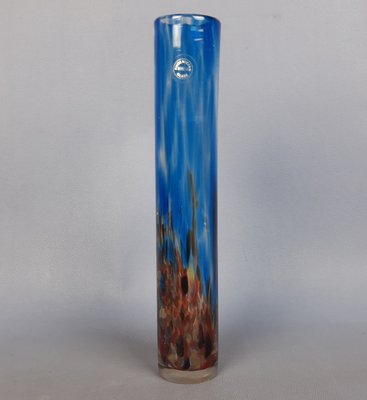 Glass Vase with Malta Blue with Red Shades from Phoenician, 1960s-PWG-2033837