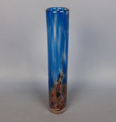 Glass Vase with Malta Blue with Red Shades from Phoenician, 1960s-PWG-2033837