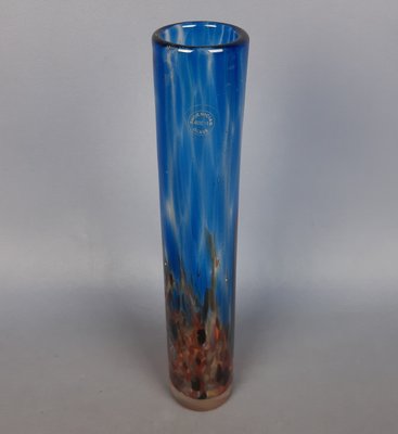 Glass Vase with Malta Blue with Red Shades from Phoenician, 1960s-PWG-2033837