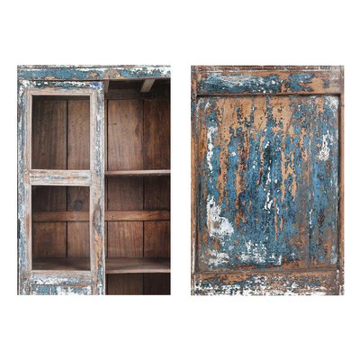 Glass Wardrobe in Patinated Wood-NQ-624803