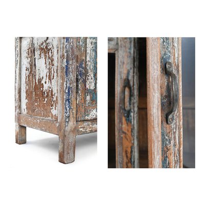 Glass Wardrobe in Patinated Wood-NQ-624803