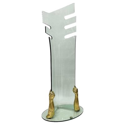 Glass with Bronze Standing Coat Rack-UCH-1288582