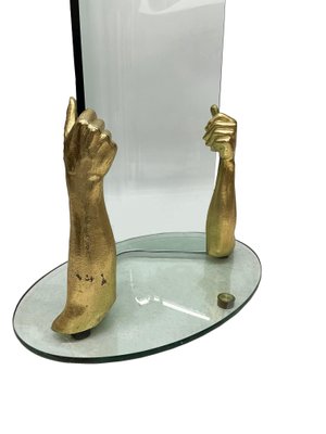 Glass with Bronze Standing Coat Rack-UCH-1288582