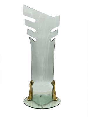 Glass with Bronze Standing Coat Rack-UCH-1288582