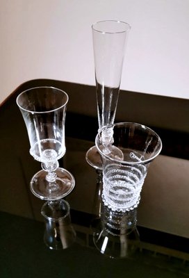 Glasses and Pitcher in Blown Murano Glass with Applied Decorations, Set of 37-QRS-960887