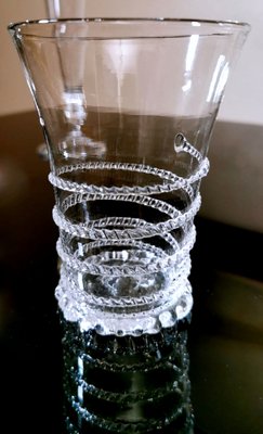 Glasses and Pitcher in Blown Murano Glass with Applied Decorations, Set of 37-QRS-960887