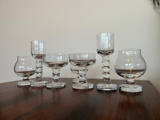 Glasses attributed to Moser for Hotel Prag, 1970s, Set of 7