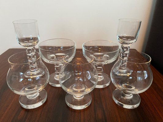 Glasses attributed to Moser for Hotel Prag, 1970s, Set of 7-TZ-1431415