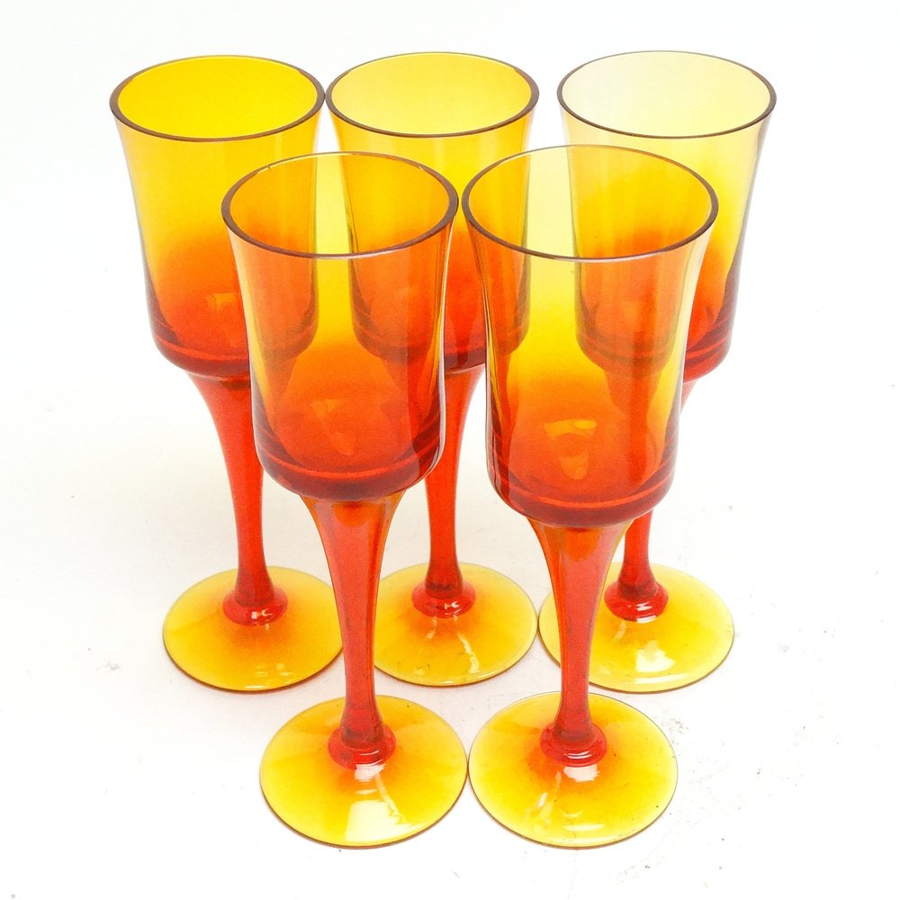 Glasses by Zbigniew Horbowy for Sudety Glassworks, Poland, 1970s, Set of 5