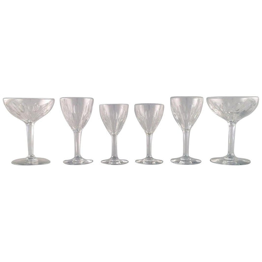 Glasses in Clear Mouth-Blown Crystal Glass from Baccarat, France, Mid-20th-Century, Set of 6