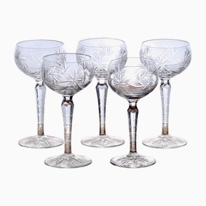 Glasses in Mouth-Blown Crystal from Val Saint Lambert, 1920s, Set of 5-SHG-2036251