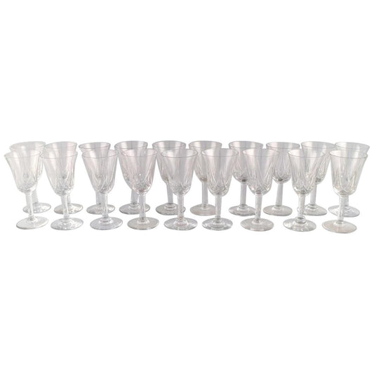 Glasses in Mouth Blown Crystal Glass, 1930s, Set of 19