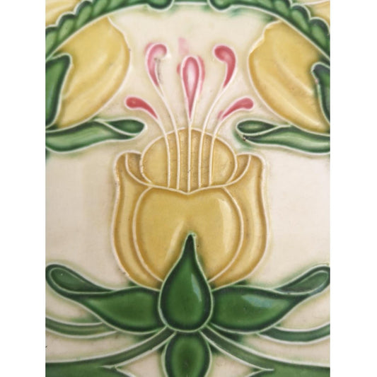 Glazed Art Nouveau Relief Helman House Tile