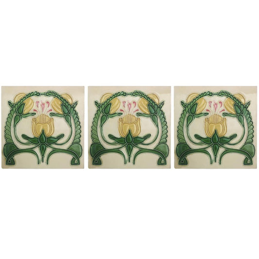 Glazed Art Nouveau Relief Tile from Helman House