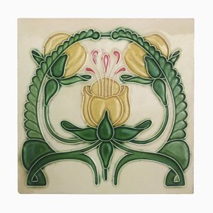 Glazed Art Nouveau Relief Tile from Helman House-VDW-997143