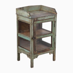 Glazed Bedside Table in Patinated Wood-NQ-1754777