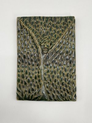 Glazed Ceramic Mural with Scaly Leaf Structure, Germany, 1960s-CZ-1814520