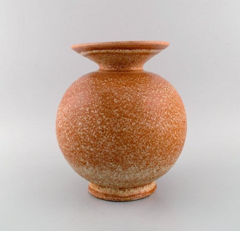 Glazed Ceramic Round Topas Vase from Bo Fajans, Sweden, 1960s