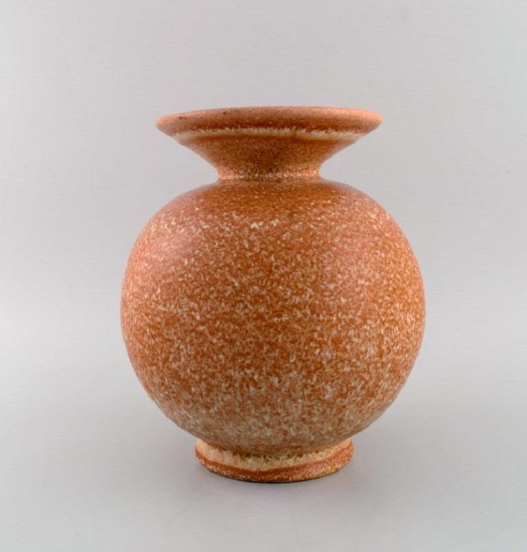 Glazed Ceramic Round Topas Vase from Bo Fajans, Sweden, 1960s