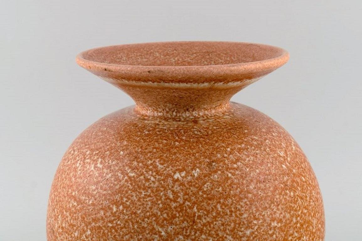 Glazed Ceramic Round Topas Vase from Bo Fajans, Sweden, 1960s