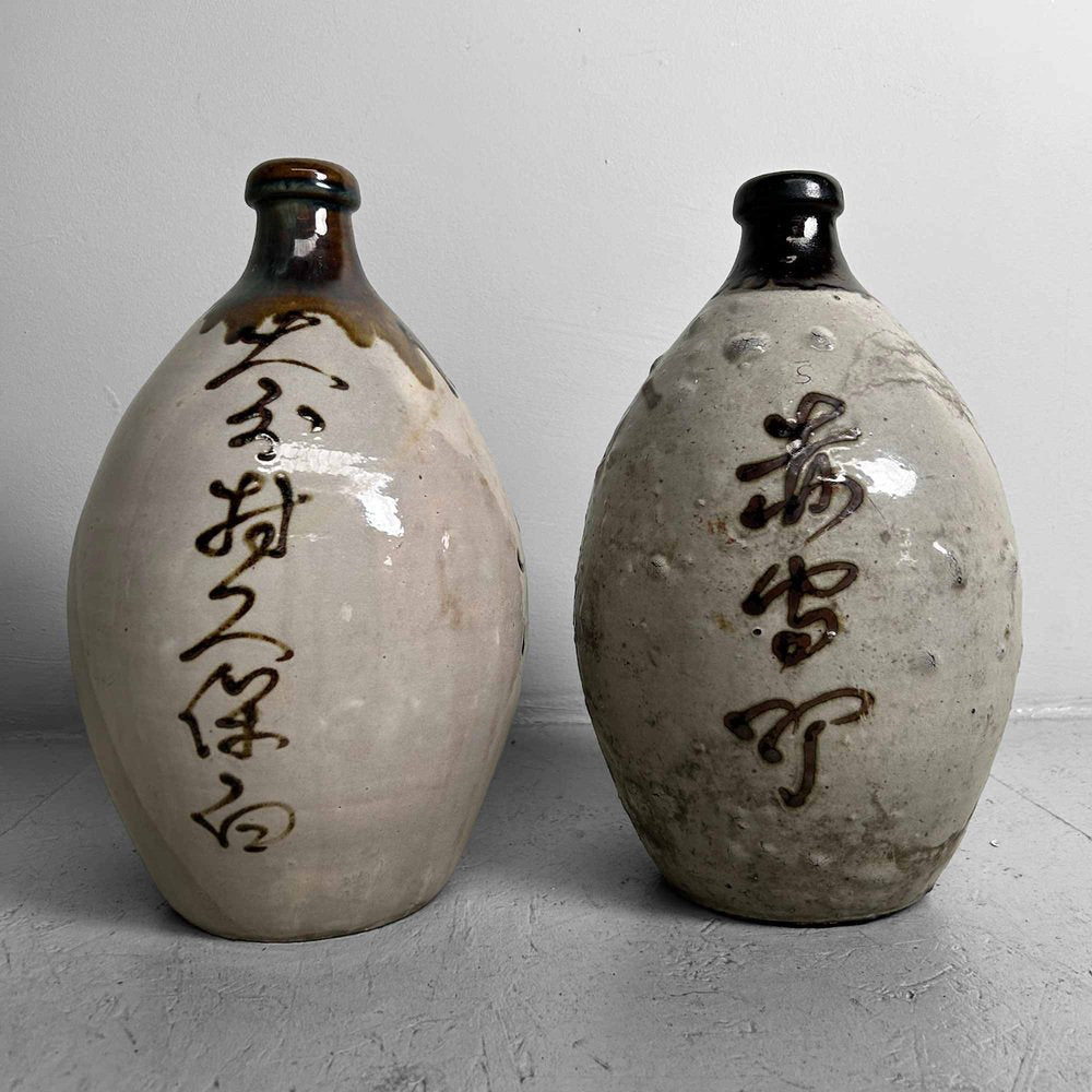 Glazed Ceramic Sake Bottles, Japan, 1890s, Set of 2