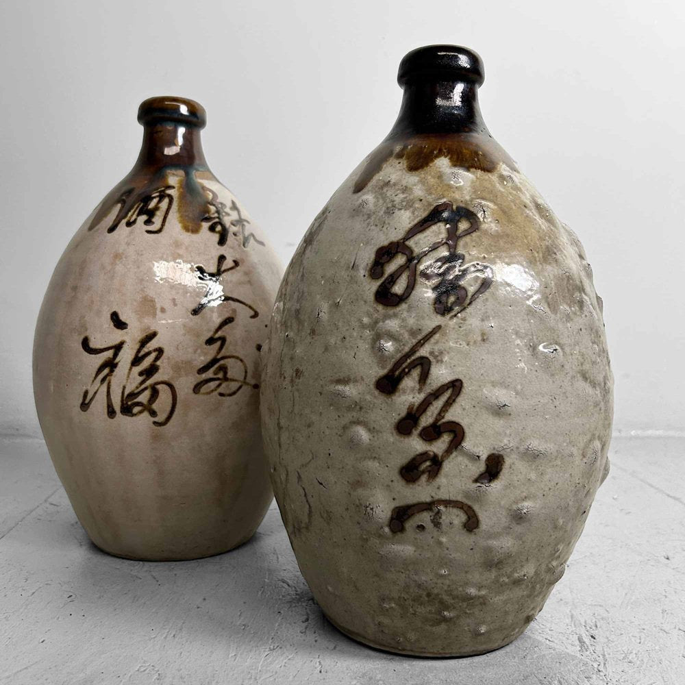 Glazed Ceramic Sake Bottles, Japan, 1890s, Set of 2-DWL-1703870